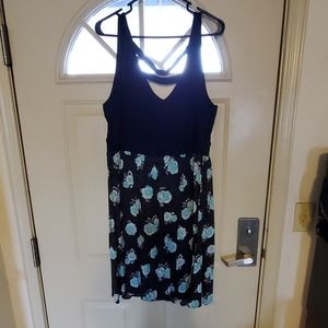 Floral blue and black dress
